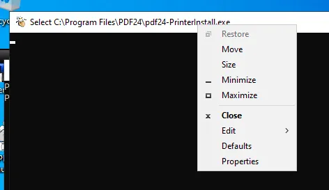 cmdウィンドウのProperties