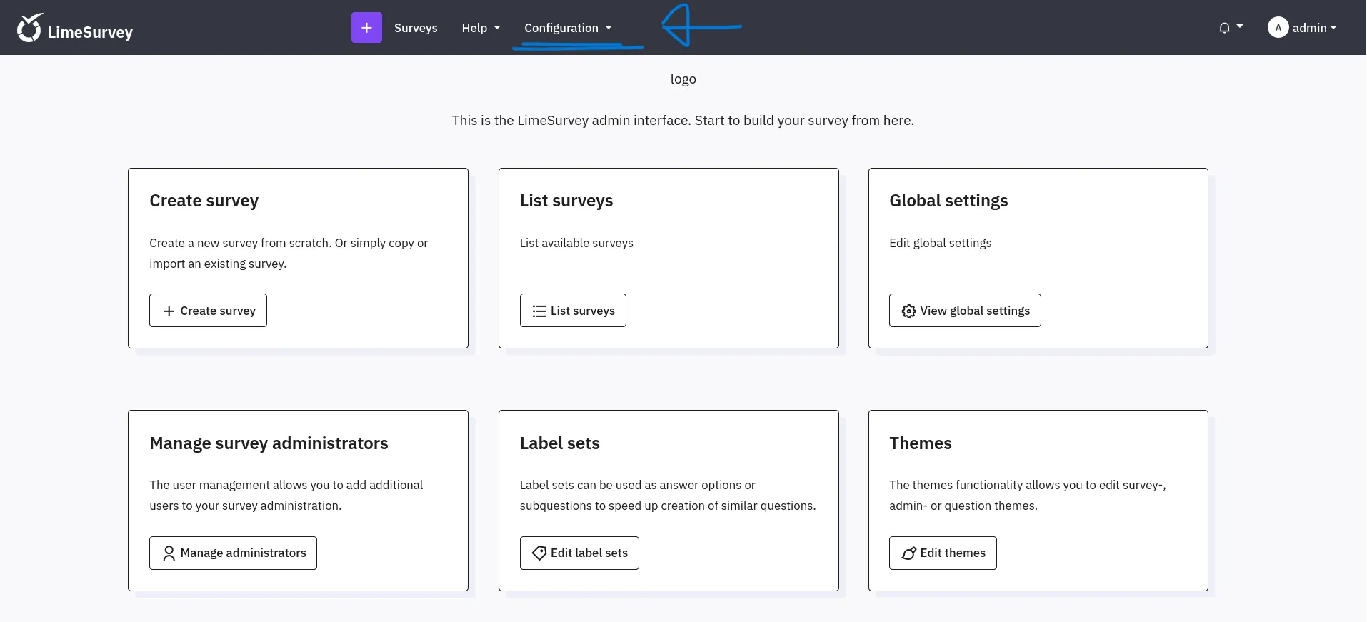 LimeSurvey Configuration menu