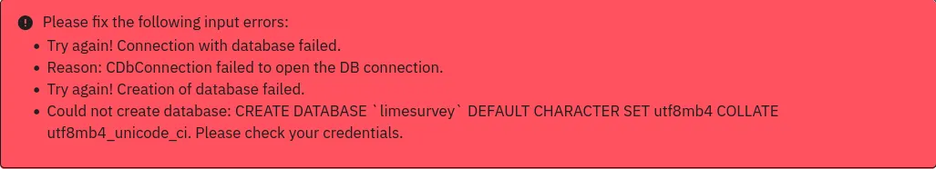 LimeSurvey database error