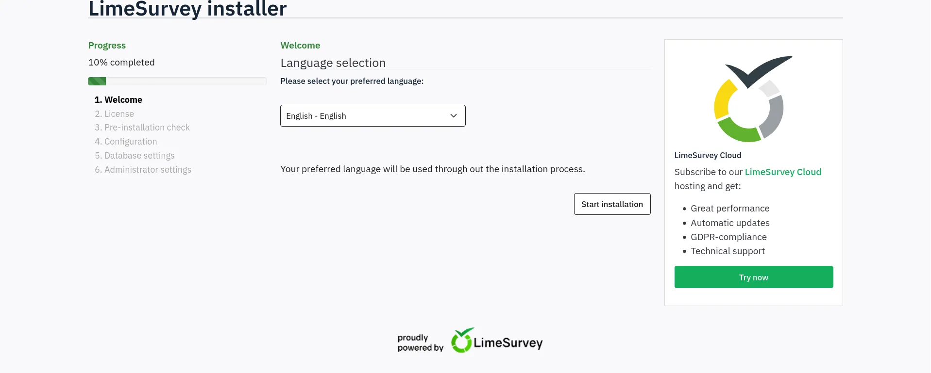 LimeSurvey installer
