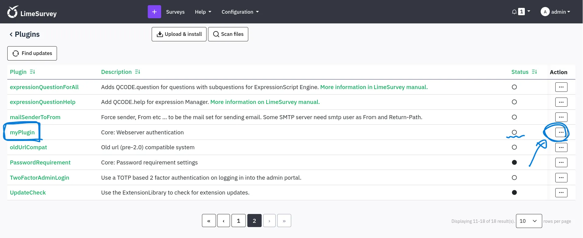 LimeSurvey plugin installed