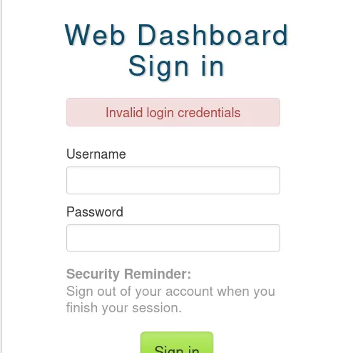Invalid login credentials