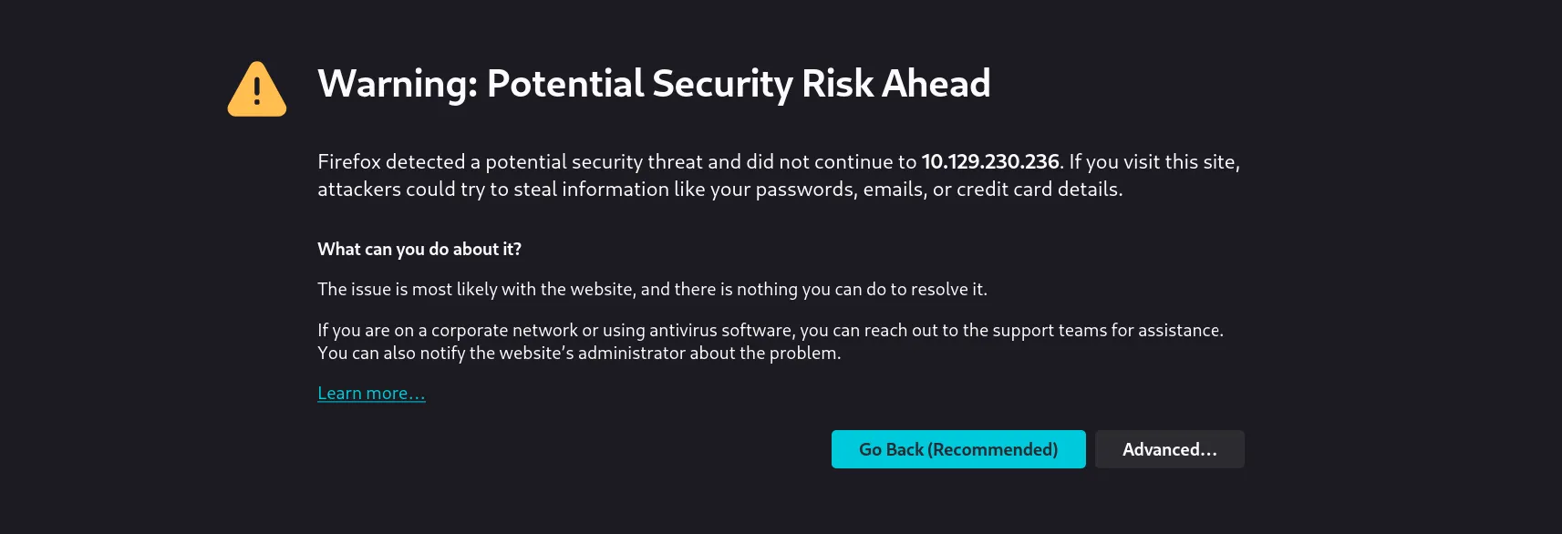 Self-signed certificate warning